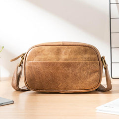 Camel Leather Mens Mini Phone Bag Courier Bag Small Messenger Bags Postman Bag for Men - imessengerbags