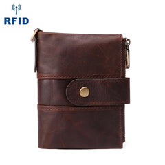 Bifold Leather Mens Dark Brown Small Wallet billfold Wallet Driver's License Wallet for Men - imessengerbags