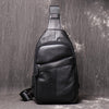 Cool Black Leather Sling Backpack Men's Brown Sling Bag Sling Pack One shoulder Backpack For Men