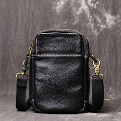 Mens Brown Leather Mini Messenger Bag Black Men's Phone Side Bag Mini Phone Bag Courier Bag For Men