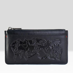 Handmade Leather Mens Urban Cohort Clutch Cool Slim Wallet Zipper Clutch Wristlet Wallet for Men