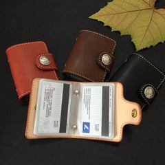 Handmade Leather Mens Cool Short Wallet Card Holder Small Card Slim Wallets for Men
