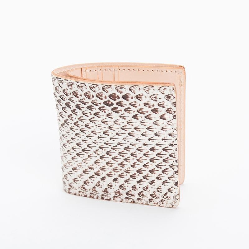 Handmade Shiny Silver Leather Mens billfold Wallet Snakeskin Bifold Small Wallets For Men - imessengerbags