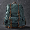 Waxed Canvas Leather Mens Womens 16" Khaki Backpack Green Travel Backpack College Backpack for Men - imessengerbags