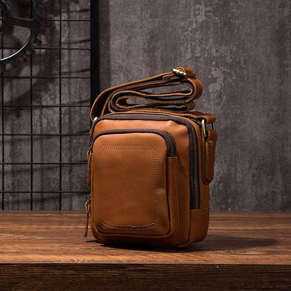 Cool Leather Mens Small Messenger Bag Side Bag Small Shoulder Bag for Men - imessengerbags
