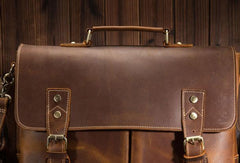 Cool Leather Mens Briefcase Business Briefcase Vintage Shoulder Bag HandBags for men