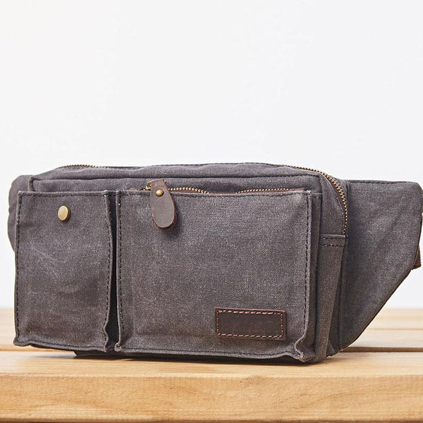 Canvas Mens Fanny Pack Canvas Waist Bag Small Canvas Chest Bag for Men - imessengerbags