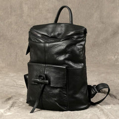 Genuine Leather Mens Cool Backpack Sling Bag Large Black Travel Bag Hiking Bag for men - imessengerbags