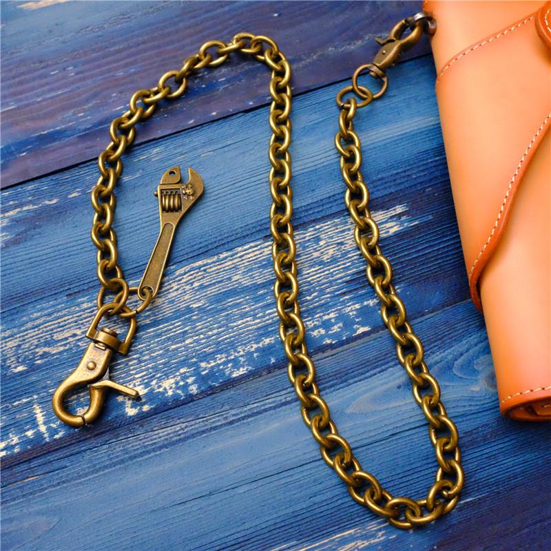 Badass Men's Gold Brass Spanner Wallet Chain Pants Chain Long Biker Wallet Chain For Men