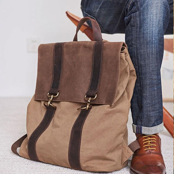 Canvas Mens Cool Backpack Canvas Travel Bag Canvas School Bag for Men - imessengerbags