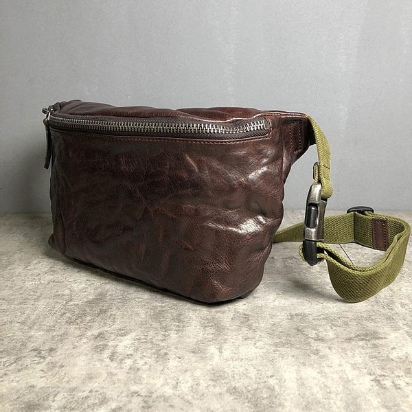 Leather Men Fanny Pack Small Waist Bag Hip Pack Belt Bag Bumbag for Men