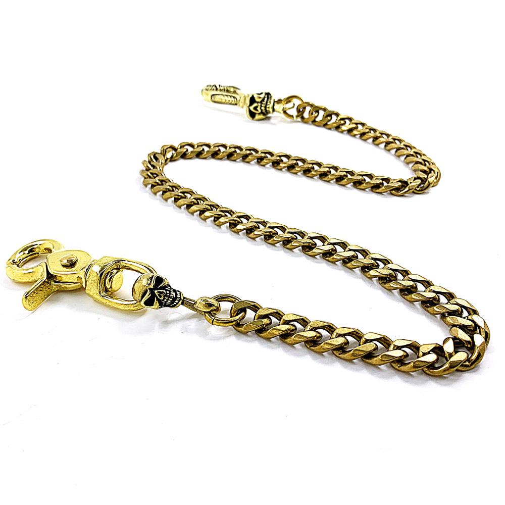 Fashion Brass 19" Skull Mens Pants Chain Gold Wallet Chain Motorcycle Wallet Chain for Men