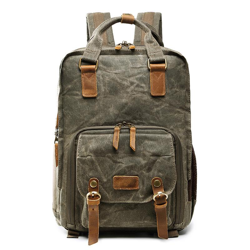 Green LARGE CANVAS WATERPROOF 15'' MENS DSLR CAMERA BAG CANON CAMERA BACKPACK NIKON CAMERA BAG FOR Women - imessengerbags