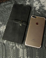 Vintage Slim Leather Long Wallet for Men Bifold Coffee Wallet - imessengerbags