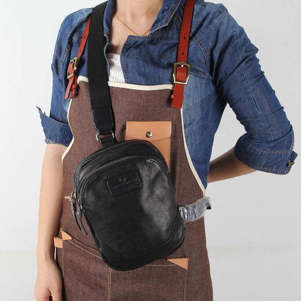 Genuine Leather Mens Cool Chest Bag Sling Bag Crossbody Bag Travel Bag Hiking Bag for men