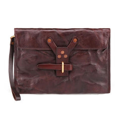 Chocolate Leather Mens Clutch Wristlet Wallet Bag Cool Zipper Clutch Wallet For Men - imessengerbags