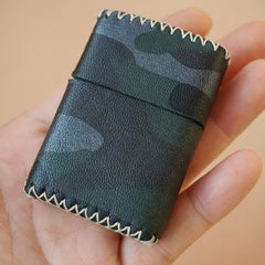 Cool Black Leather Mens Classic Zippo Lighter Case Handmade Standard Zippo Lighter Holder for Men