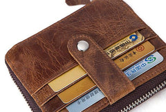 Cool Leather Small Slim Zipper Wallet billfold Wallet Card Wallets For Men - imessengerbags