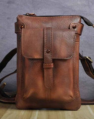 Cool Leather Mens Small Belt Bag Belt Pouch Waist Bag Mini Side Bag For Men