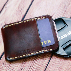 Leather Mens Slim Front Pocket Wallets Leather Cards Wallet for Men - imessengerbags