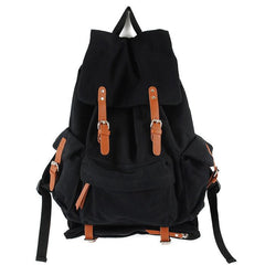 Black CANVAS Mens Casual Waterproof Computer Backpack Black Travel Backpack College Backpack Hiking Backpack For Men - imessengerbags