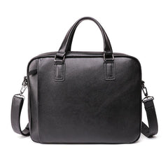 Fashion Black Leather Men's Professional Briefcase Handbag 14'' Computer Briefcase For Men - imessengerbags