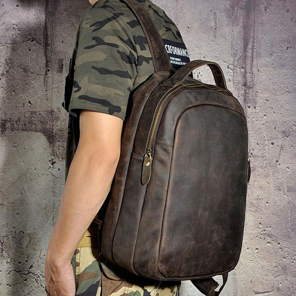 Cool Leather Mens Backpack Vintage Travel Backpack Satchel Backpack for men - imessengerbags