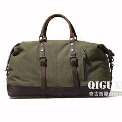 Mens Waxed Canvas Leather Weekender Bag Canvas Overnight bag Travel Bag for Men