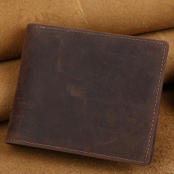 Vintage Bifold Leather Mens Wallet Small Wallet Front Pocket Wallets for Men