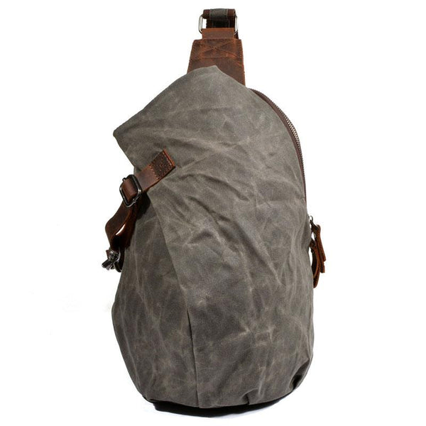 Cool Waxed Canvas Mens Sling Bag Chest Bag One Shoulder Packs for men - imessengerbags