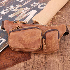 Badass Leather Fanny Pack Men's Brown Hip Bag Bum Bag Waist Bag For Men