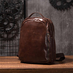 Cool Mens Leather School Backpack Satchel Backpacks Leather Travel Backpack for Men