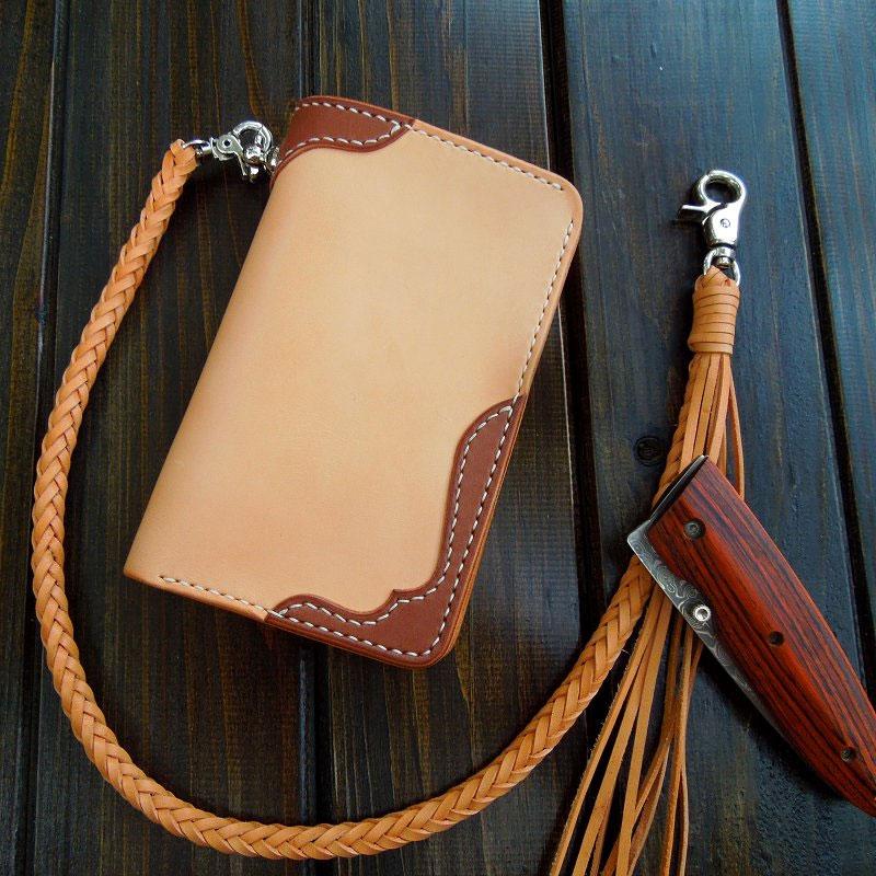 Handmade Mens Cool Leather Chain Wallet Biker Trucker Wallet with