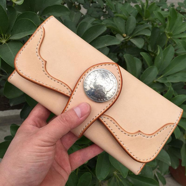 Handmade Leather Mens Clutch Wallet Cool Wallet Long Wallets for Men Women - imessengerbags