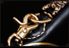 Handmade Leather Tibetan Mens Chain Biker Wallet Cool Leather Wallet Long Clutch Wallets for Men - imessengerbags