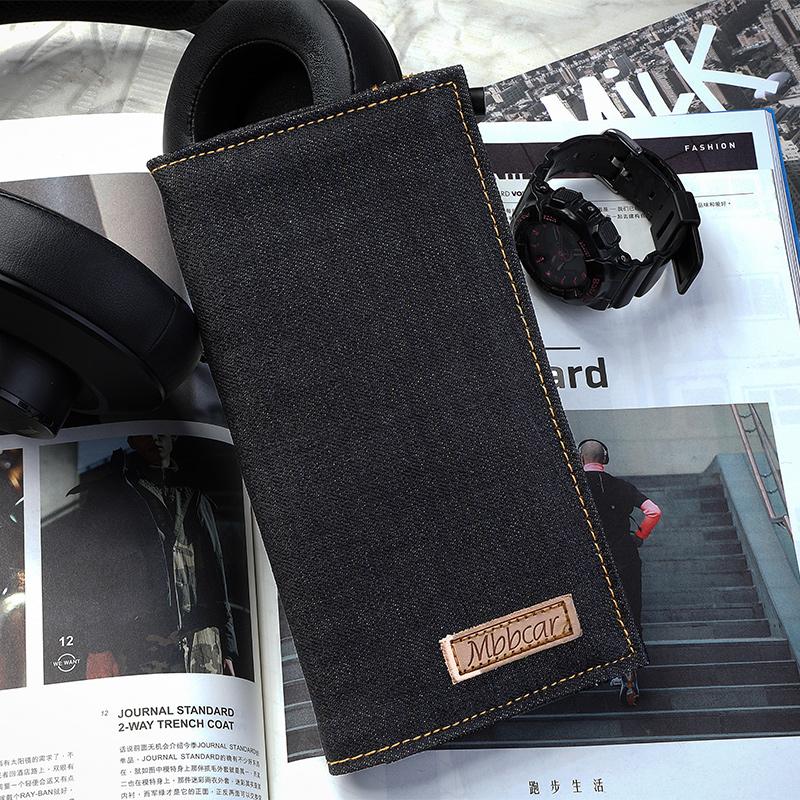 Cool Denim Mens Jean Long Wallet Bifold Slim Long Wallets For Men - imessengerbags