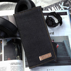 Cool Denim Mens Jean Long Wallet Bifold Slim Long Wallets For Men - imessengerbags