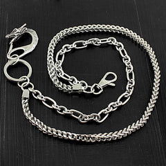 Badass Stainless Steel Mens Double Wallet Chain Long Silver Biker Wallet Chain For Men - imessengerbags