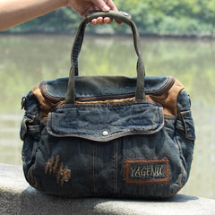 Blue Denim Mens Casual Messenger Bags Jean Fashion Side Bags Courier Bag For Men - imessengerbags