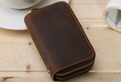 Handmade Leather Mens Cool Key Wallet Car Key Holder Case Slim Card Coin Wallet for Men - imessengerbags