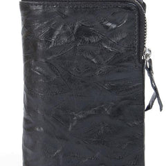 Handmade Leather Mens Cool Long Leather Wallet Trifold Clutch Wallet for Men