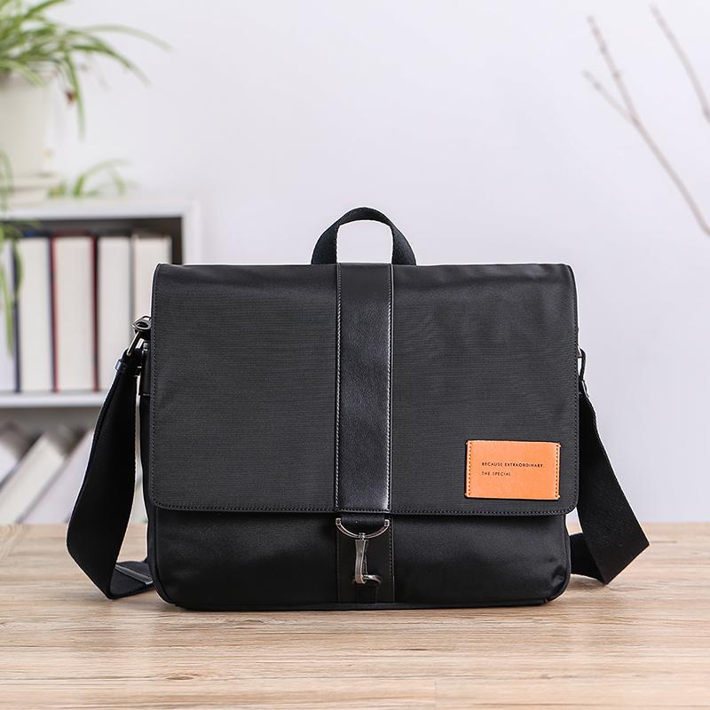 Nylon and leather laptop bag