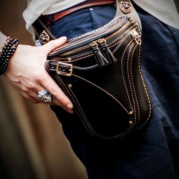 Leather Belt Pouch Mens Small Cases Waist Bag Hip Pack Belt Bag Fanny Pack Bumbag for Men - imessengerbags