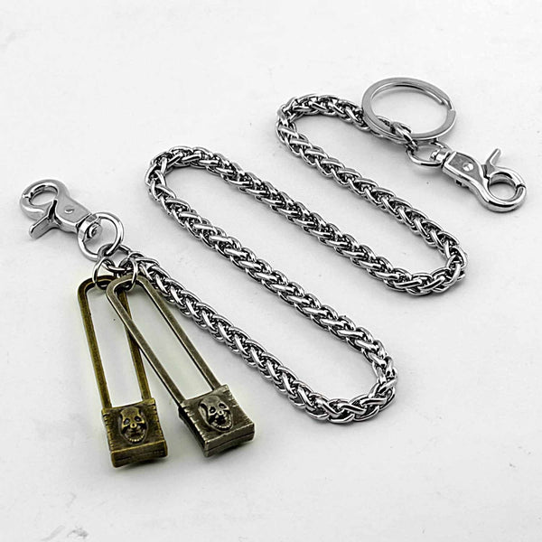 Cool SKull Double Lock Key Chain Long Wallet Chain Pants Chain Jeans Chain Jean Chains For Men - imessengerbags