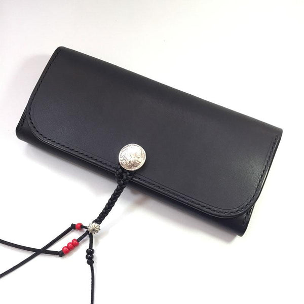 Handmade Leather Mens Clutch Wallet Cool Wallet Long Wallets Biker Chain Wallet for Men - imessengerbags