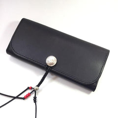 Handmade Leather Mens Clutch Wallet Cool Wallet Long Wallets Biker Chain Wallet for Men - imessengerbags