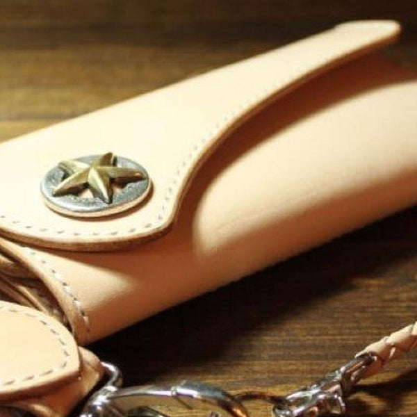 Handmade Leather Biker Wallet Mens Cool Chain Wallet Trucker Wallet with Chain - imessengerbags