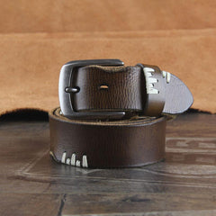 Genuine Leather Punk Rock Biker Trucker Mens Belt Men Black Coffee Belt for Men