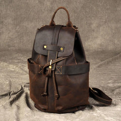 Genuine Leather Mens Cool Backpack Sling Bag Large Coffee Travel Bag Hiking Bag for men