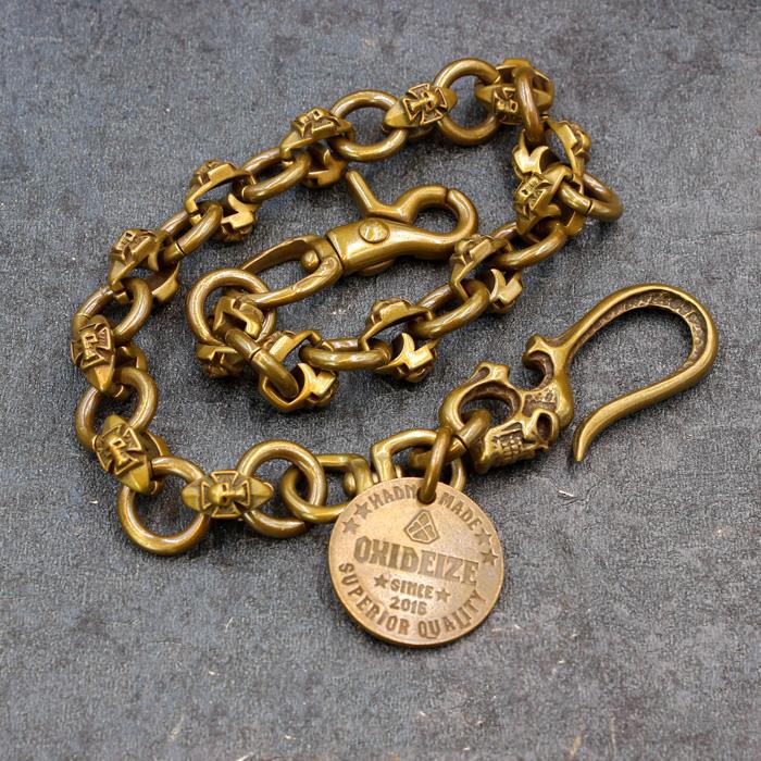 Badass Skull Brass Biker Wallet Chain 1%er Wallet chain 18'' gold pants chain For Men - imessengerbags